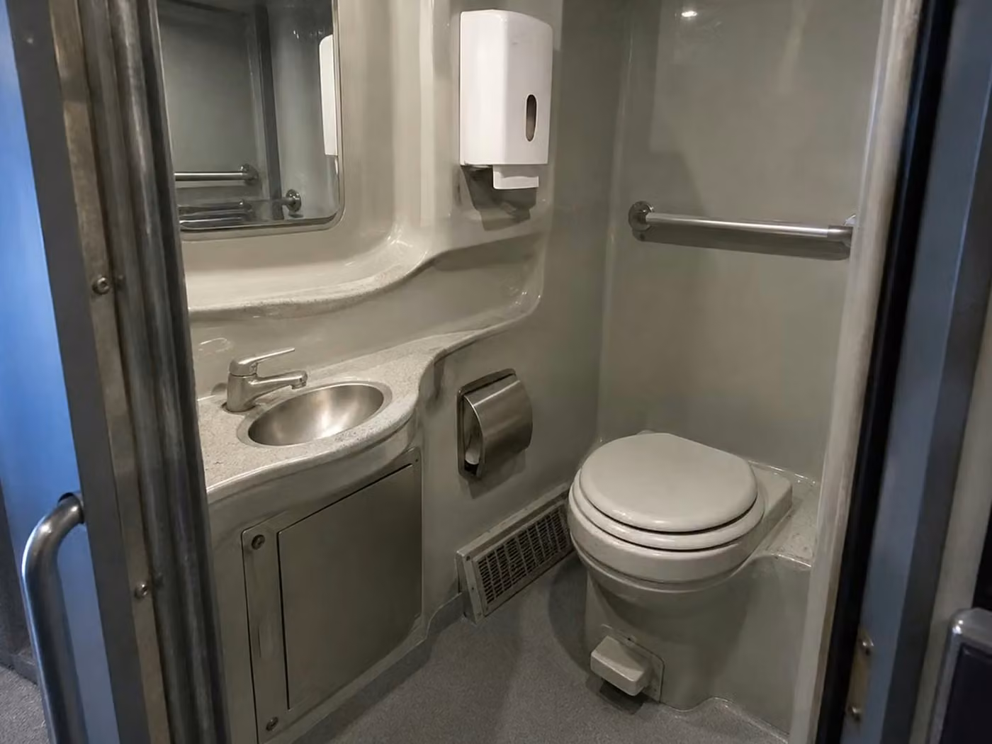 dunedin 56 passenger charter bus onboard restroom